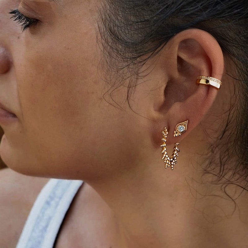 MYEARS Women Ear Cuff Earring Gold Non Pierced Ear Cartilage Clip on Wrap Hoop 14K Gold Filled Tiny Boho Beach Simple Minimalist Delicate Handmade Hypoallergenic Jewelry Gift-Sold as Single/Pair - Image 2
